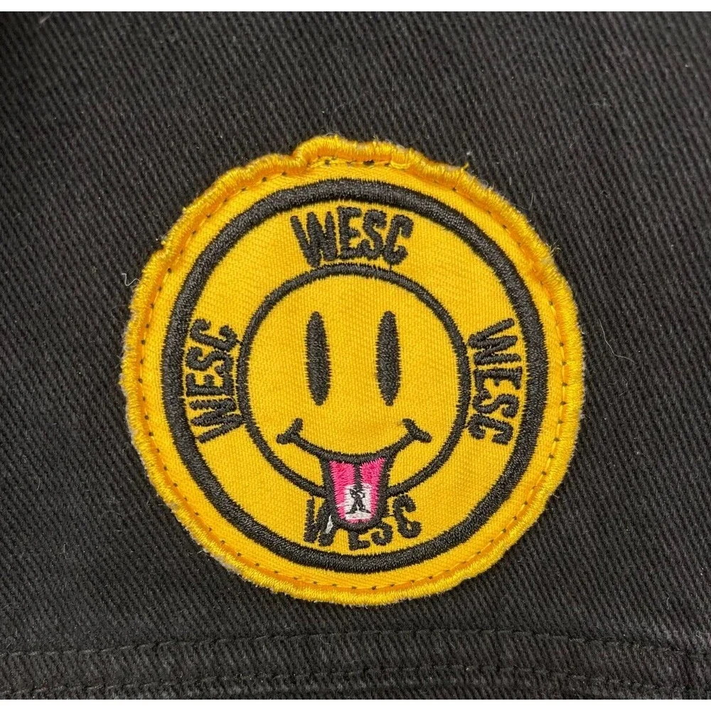 Conspiracy by WeSC Trucker Jacket Mens S Womens M Black Hardcore‎ Happiness